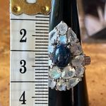 Blue Star Sapphire Rainbow Moonstone Sterling Silver Cocktail Ring Size 7 Photo 6