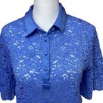 Banana Republic Short Bell Sleeve Blue Lace Top Women's Size Small Open Lace Photo 1