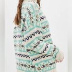 American Eagle Mock Neck Fair Isle Oversized Sweater Cozy Comfy Mint Green Cream Photo 0