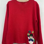 Red medium Holiday Christmas Collection 2004 Snowman embroidery Zip up Sweater Photo 1