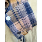 POL Cotton Distressed Plaid Patchwork Shacket Yellow Size XL Photo 3