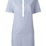 Vince  Poplin blue and white stripe shirt dress Photo 5