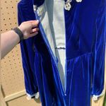 Neiman Marcus Vintage Blue Velvet long sleeve Gown with White lace trim Photo 6