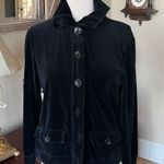 Jones New York  Signature Petite Sweater Black Velour Button Down Front Womens PM Photo 0