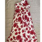 Abercrombie & Fitch  Chase ONE Shoulder Cutout Split Maxi Lined Red-White Sz XXLT Photo 3