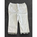 NEW Parker & Rowe White Capri Jeans Pull On Elastic Waist Rhinestone Fringe XL Photo 5