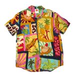 Farm Rio NWT Pajama Shirt in Tropical Collage Silky Viscose Blouse XS $140 Photo 1