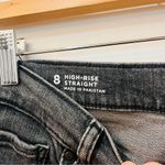 a.n.a black high rise stright leg raw hem jeans size 8 button fly Photo 3