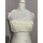 We Wore What New  Tie Halter Bra Top Wide Rib Ivory Summertime Size S Photo 2
