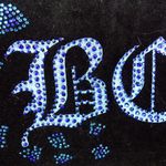 BCBGMAXAZRIA Vtg Y2K Velour Hoodie Track Jacket S Black Rhinestone Animal Spots Photo 12