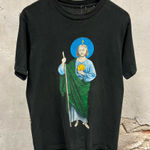 The Vintage Shop Vintage 90s Saint Judas Thaddeus St. Jude Black Art Painting Graphic Tee Large L Photo 0