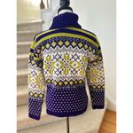 Vintage 90s Purple, Lime Green, & Metallic Silver Snowflake Fair Isle Turtleneck Purple Size M Photo 1