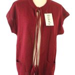 Blakely Vintage 80s Deadstock Burgundy Maroon Short Sleeve Open Cardigan Tassels 18/20 Photo 0