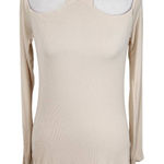 Michael Lauren  Cream Ribbed Knit Cutout Top NWT Size Small Cream Knit Top Photo 0