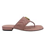 Gucci GG Logo Marmont Leather Thong Flat Sandals Pink Gold Size 37.5 Photo 3