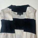 Premise  Women's L Black Cream Striped Open Front Long Cardigan Minimalcore Photo 3