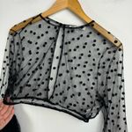 Rare London  Womens Sheer Polka Dot Top Sz XL Bell Sleeves Black Mesh Photo 4