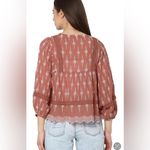 American Eagle  Blouse Women M Crochet Trim Burnt Orange Embroidered Boho READ Photo 1