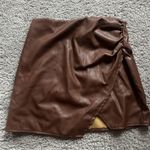 Fashion On Earth Brown Leather Mini Skirt  Photo 0