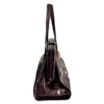 Talbots Brown Croc Embossed Glossy Leather Doctor Bag Satchel Photo 1