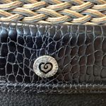 Brighton Edna Black Leather and Woven Raffia Straw Shoulder Bag Photo 4