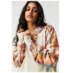 Free People  Isabelle Plaid Trim Thermal Henley In Mink Combo Size Large Photo 2