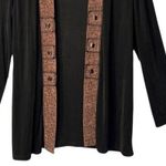 Coldwater Creek Open Front Cardigan Size 6 Long Sleeve Black Brown Trim Aztec Photo 4