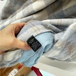 Miss Lola  Blue Plaid Long Line Side Slit Fuzzy Button Down Shacket Jacket M/L Photo 11