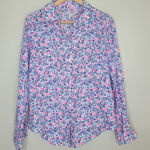 Lilly Pulitzer ‎ Sea View Linon Button Down Top Shirt Fun Sun Repeat Ditzy Sz L Photo 0