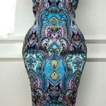 New York And Company Size 6 Women's Paisley Purple Blue Boho NY&CO Cocktail Dress Photo 1