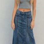 Old Navy Vintage Y2K Women’s Flare Denim Maxi Skirt Ultra Low Waist Sz 6 Grunge Girl Photo 0
