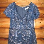 Mac Duggal 20301 Womens Navy Embellished Illusion Butterfly Sleeve A-Line Gown Photo 7