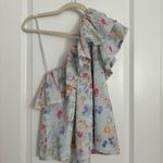 Something Navy NWOT  Women’s One Shoulder Ruffle Top Floral Lined Size S Photo 3