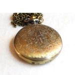 Source Unknown Antique Style Brass Tone Etched Pendant Pocket Watch Link Chain Working Necklace Photo 4