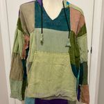 Colorful Patchwork Boho Hoodie Green Size M Photo 3