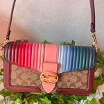 Coach  GEORGIE SHOULDER BAG SIGNATURE CANVAS-RAINBOW LINEAR QUILTING C1530 Photo 10