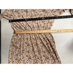 Floral Bohemian Midi Brown Blue Cream Long Sleeve Ruffled Neckline Sz 12 DresS Photo 3