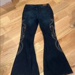 Shyanne  WOMEN'S DARK WASH MID RISE‎ EMBROIDERED FLARE JEANS 31 Photo 5