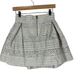 Ginger G Mini Dress Womens M Cream Textured Box Pleated Striped Twee Preppy Photo 2