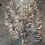 Le lis  Brown and White Swirl Bodysuit Photo 0