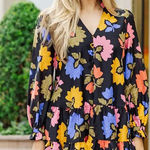 J.MARIE Avery V Neck Dress Black Colorful Florals Size XS Excellent Condition Photo 0