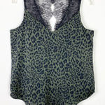 EXPRESS NWT Army Green Black Leopard Animal Print Lace Trim Sleeveless Blouse M Photo 0