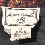 April Cornell Size Medium Red Orange Paisley Velvet Button Front Lined Jacket Photo 2