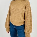 Abercrombie & Fitch  boho caramel latte slouchy knit crewneck sweater minimal xs Photo 9