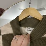 Checkered W. Cashmere Turtleneck Sweater Olive and Cream Green Size M Photo 5