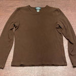 Lauren Ralph Lauren Women’s Brown Ribbed Long Sleeve Top Size L Stretch Classic Size L Photo 0