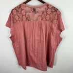 Architect Woman Blouse 3X Pink Cotton Lace Sheer Yoke Boho Feminine Cottagecore Photo 5