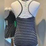 HONEYDEW Intimates tank top medium gray blue stripes lace racerback Photo 1