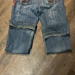 Jessica Simpson  Low Rise JeansY2K Fray Flare Floral Painted‎ Denim Women's 8 Photo 9