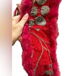 Red Tapestry Faux Fur & Lace
Handbag Purse with embellishments Photo 3